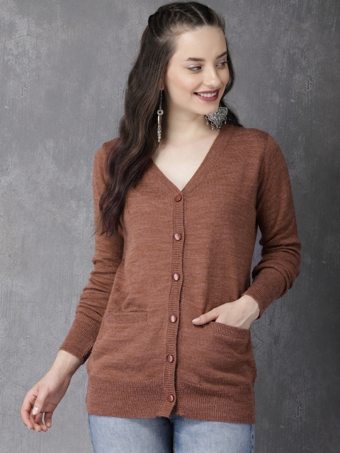 

Anouk Women Rust Pink Solid Cardigan