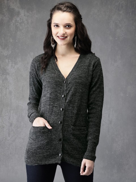 

Anouk Women Charcoal Grey Solid Cardigan