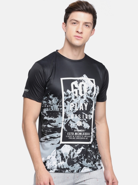 

Proline Active Men Black Printed Round Neck T-shirt