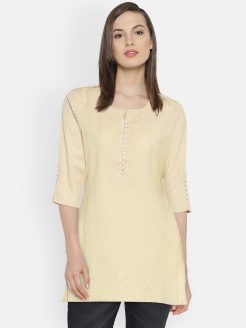

Shree Women Beige Cotton Solid Tunic