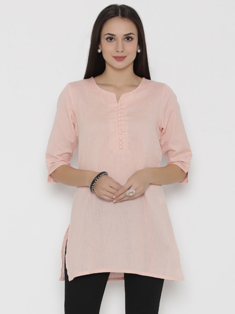 

Shree Peach-Coloured Cotton Solid Tunic