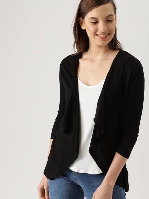 

DressBerry Black Solid Waterfall Shrug