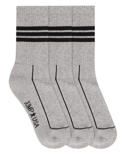 

JUMP USA Men Pack of 3 Above Ankle Length Socks, Grey