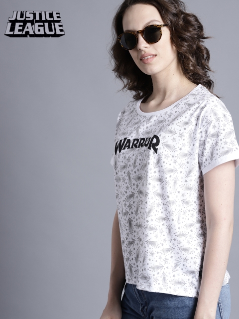 

Wonder Woman Women White & Grey Printed Round Neck T-shirt