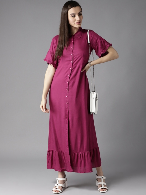 

HERE&NOW Women Magenta Solid Maxi Dress