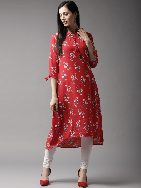 

HERE&NOW Women Red Printed A-Line Kurta