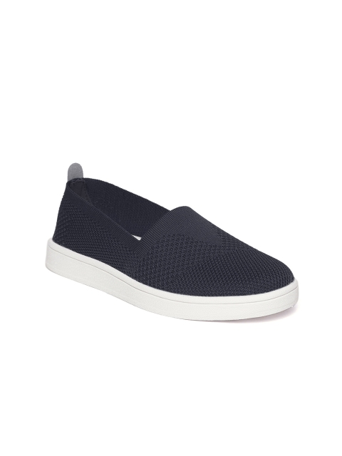 

United Colors of Benetton Women Navy Blue Woven Design Slip-On Sneakers
