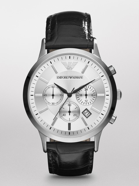 

Emporio Armani Men Silver-Toned & Silver-Toned Analogue Watch AR2432