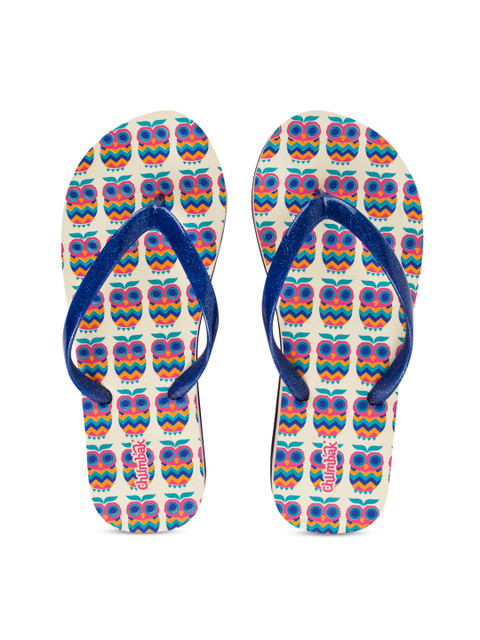 

Chumbak Women White & Navy Blue Printed Slip-On