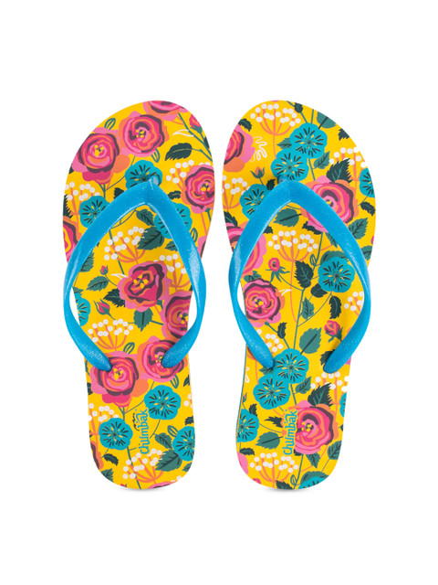 

Chumbak Women Yellow & Blue Printed Slip-On