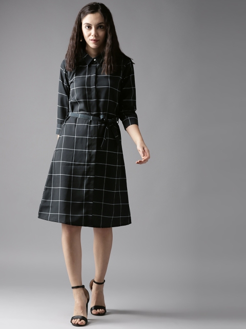 

Moda Rapido Women Black Checked Shirt Dress