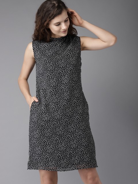 

Moda Rapido Women Off-White & Black Printed Sheath Dress