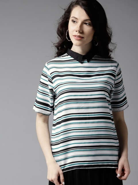 

Moda Rapido Women Off-White & Green Striped Top