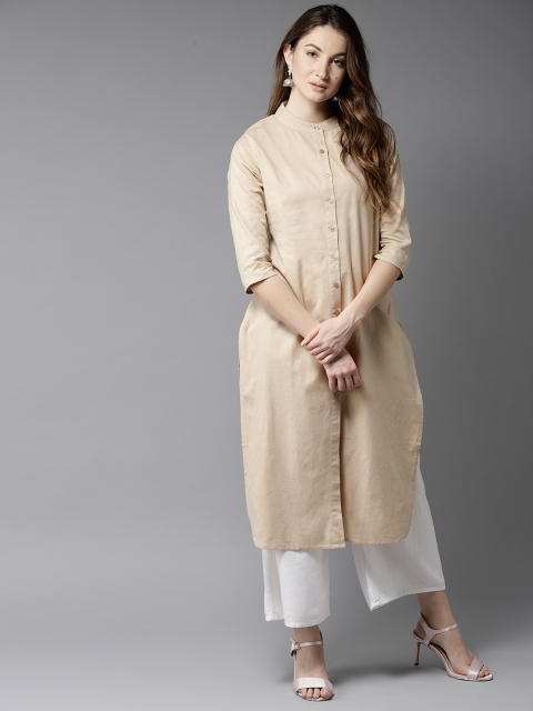 

Moda Rapido Women Beige Solid Straight Kurta