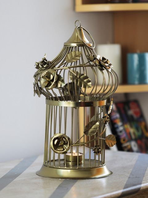

HOME DECOR INDIA Gold-Toned Hanging Candle Holder