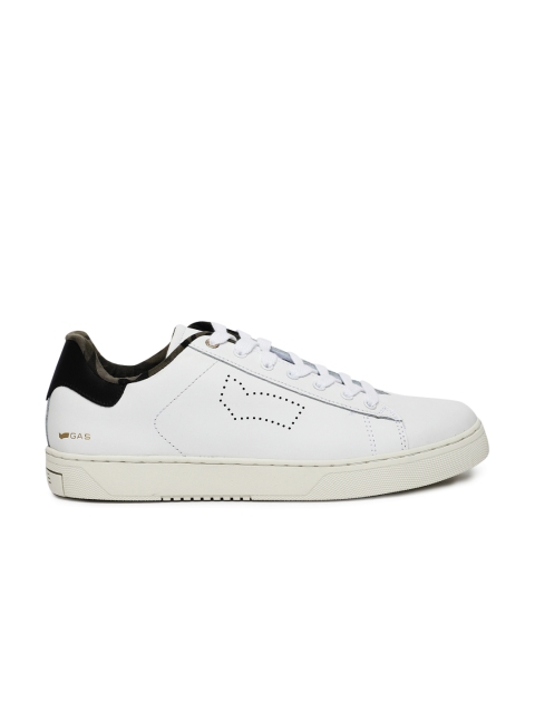 

GAS Men White RUSS LTH Leather Sneakers