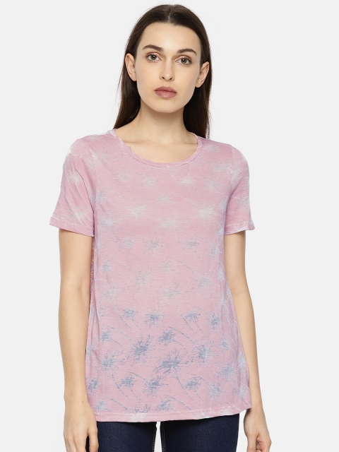 

Vero Moda Women Pink Abstract Printed Semi Sheer Top