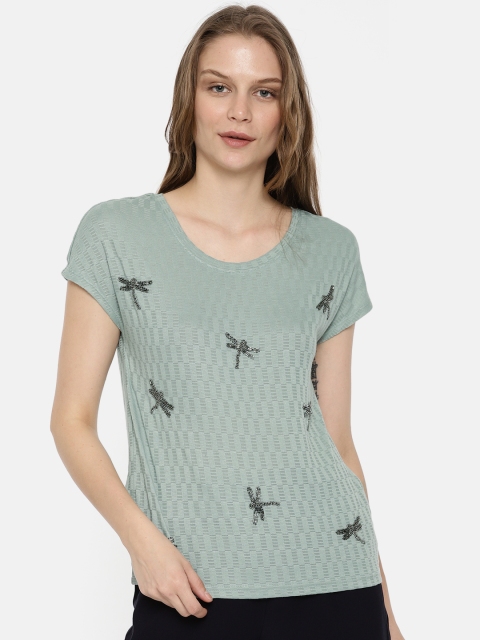 

Vero Moda Women Green Embellished Top