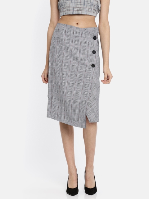 

Vero Moda Women Grey Checked Skirt