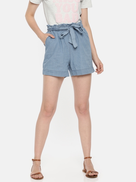 

Vero Moda Women Blue Solid Regular Fit Regular Shorts