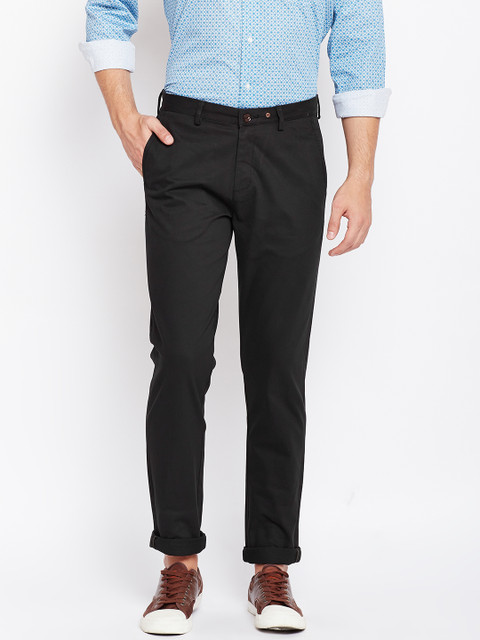 

Blackberrys Men Black Tapered Fit Solid Chinos