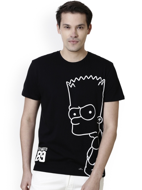 

Free Authority Men Black Simpsons Printed Round Neck T-Shirt