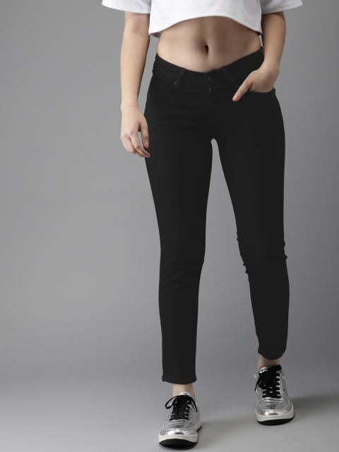 

Moda Rapido Women Black Ankle Skinny Fit Mid-Rise Clean Look Stretchable Cropped Jeans