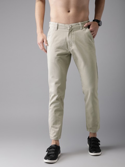

HERE&NOW Men Beige Slim Fit Solid Cropped Chinos