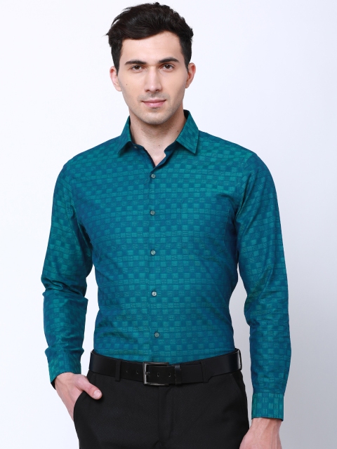 

Black coffee Men Blue & Blue Slim Fit Self Design Formal Shirt