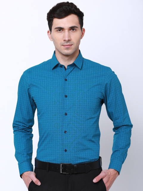 

Black coffee Men Blue Slim Fit Self Design Formal Shirt