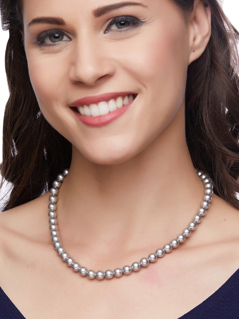 

Mahi Grey Gold-Plated Swarovski Beads Pearl Necklace