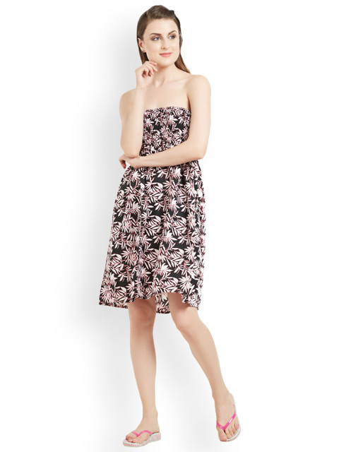 

The Beach Company Women Black & White Printed Swim Dress
