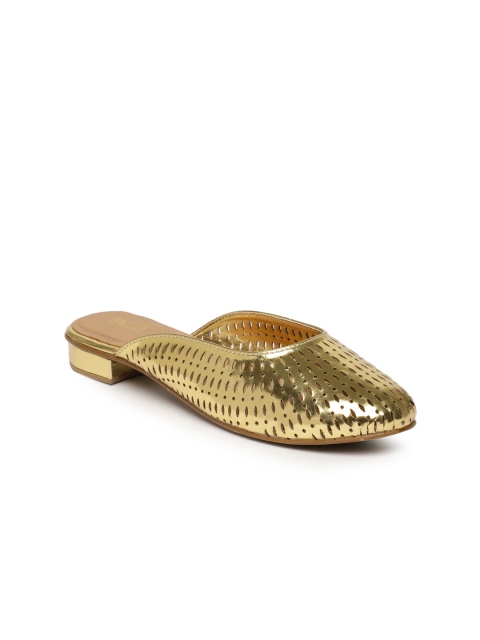 

Inc 5 Women Gold-Toned Solid Synthetic Mules