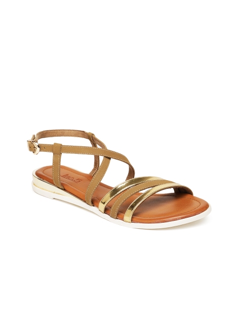 

Inc 5 Women Tan Solid Synthetic Open Toe Flats