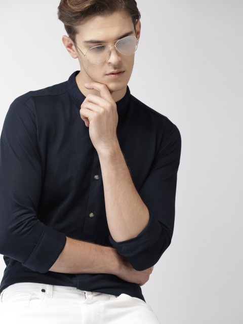 

Mast & Harbour Men Navy Blue Slim Fit Solid Casual Shirt