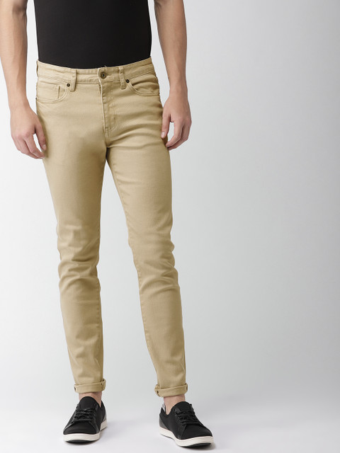 

FOREVER 21 Men Beige Regular Fit Mid-Rise Clean Look Stretchable Jeans