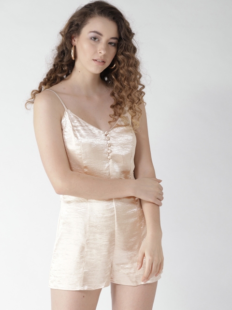 

FOREVER 21 Golden Solid Sheen Playsuit, Gold