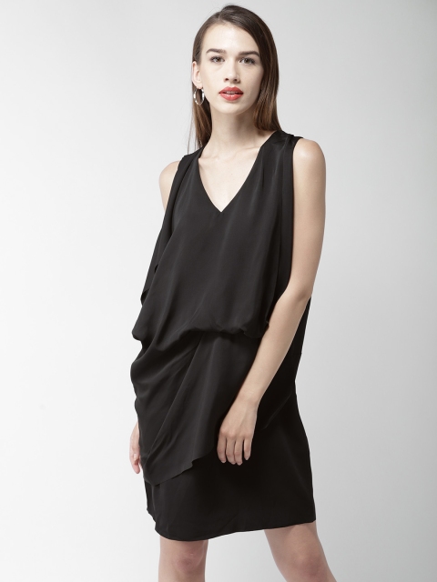 

FOREVER 21 Women Black Solid Blouson Dress