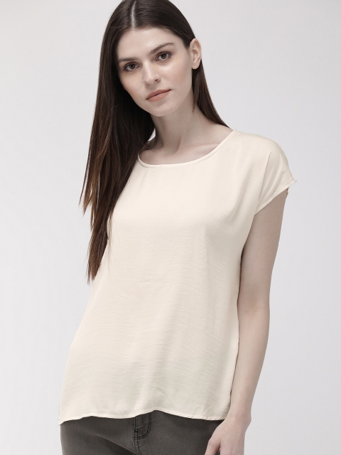 

FOREVER 21 Women Cream-Coloured Solid Top