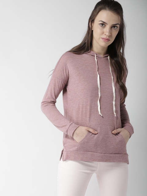 

FOREVER 21 Women Mauve Solid Hooded Top