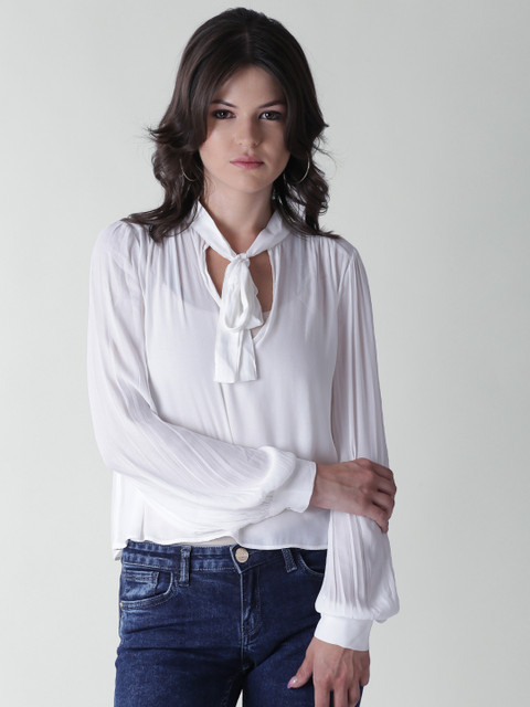 

FOREVER 21 Women White Solid Top