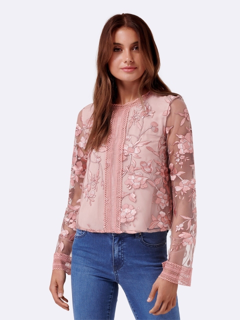 

Forever New Women Pink Self Design Top