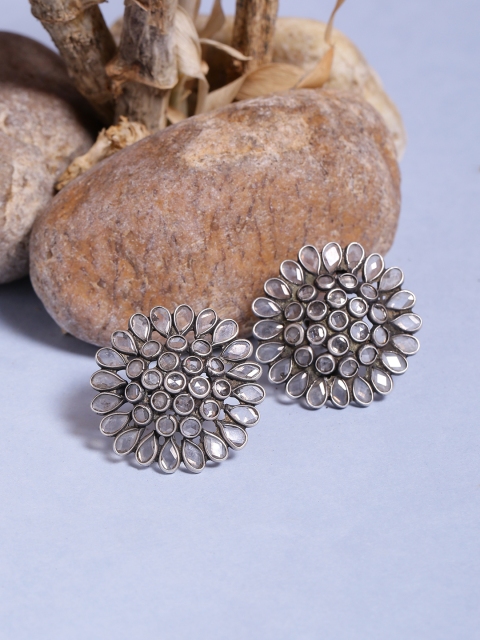

ADORN by Nikita Ladiwala Silver-Toned Circular Studs
