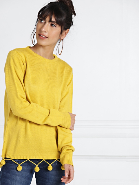

all about you Women Mustard Yellow Solid Pullover