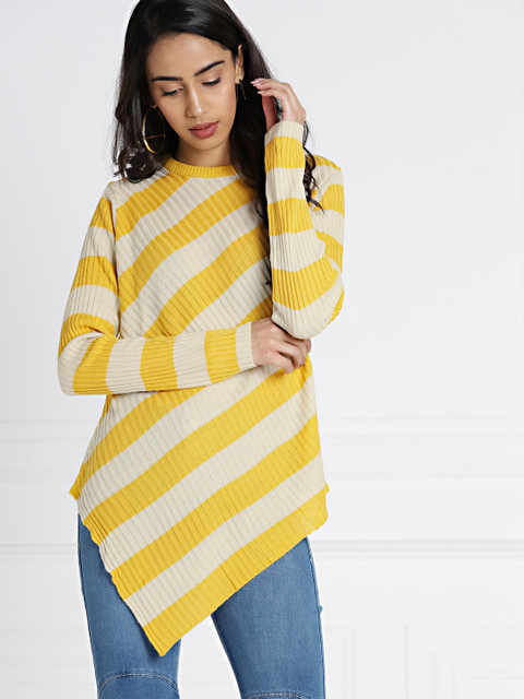 

all about you Women Yellow & Beige Striped Pullover