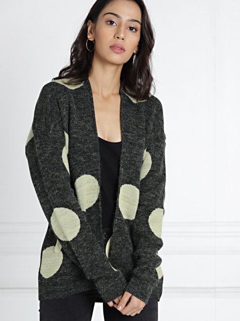 

all about you Women Charcoal Grey Lurex Polka Cardigan