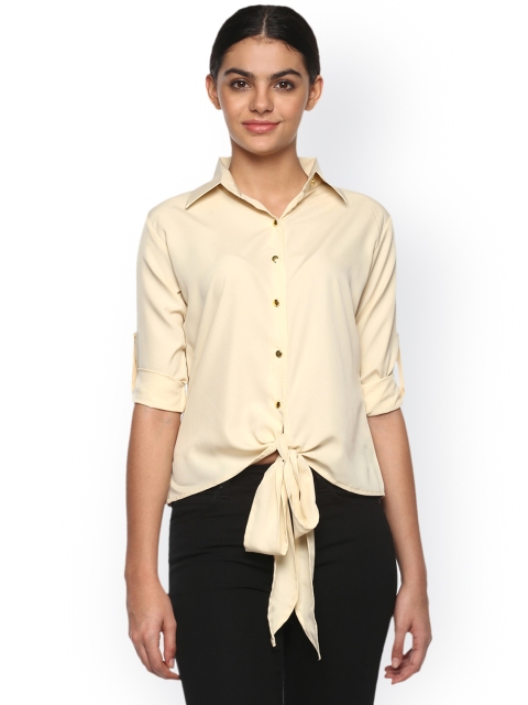 

Hapuka Women Beige Solid Shirt Style Top