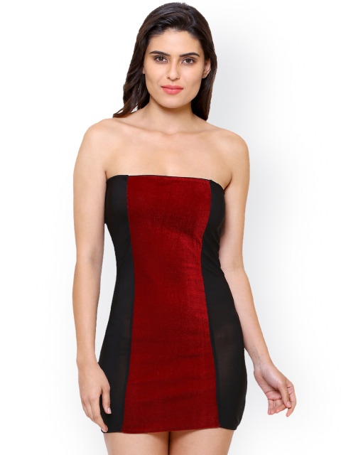 

Klamotten Maroon & Black Solid Baby Doll B17M-Maroon Black