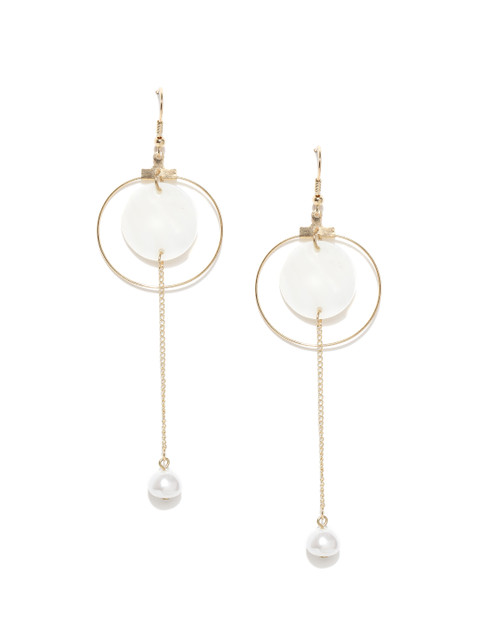 

OOMPH Gold-Toned & White Handcrafted Circular Drop Earrings