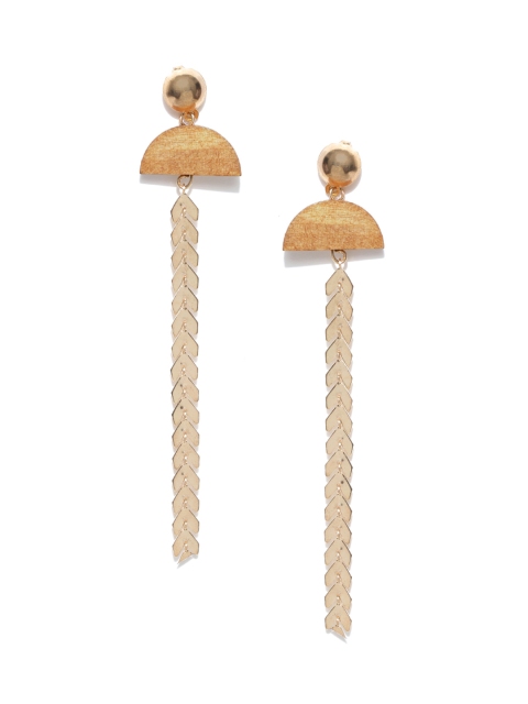

OOMPH Gold-Toned & Brown Contemporary Drop Earrings